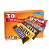 image:imageMampMS SNICKERS 3 MUSKETEERS SKITTLES amp STARBURST Variety Pack Full Size Bulk Candy Assortment 5611 oz 30 BarsFull Size