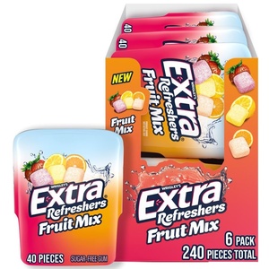 image:imageEXTRA Gum Refreshers Fruit Mix SugarFree Chewing Gum Bulk 40 Piece Bottle Pack of 6MixedFruit