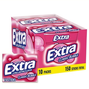 image:imageEXTRA Gum Sweet Watermelon Sugarfree Bulk Individually Wrapped Long Lasting Fruit Gum Watermelon Flavor Perfect for Fresh Breath at School Work amp Travel 15 Count Pack of 10Bubblegum