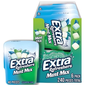 image:imageEXTRA Refreshers Mint Mix Gum 321Ounce 40Piece Bottle Pack of 640 Count Pack of 6