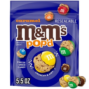 image:imageMampMS Popd Caramel Chocolate Crunchy FreezeDried Candy 55 Oz Resealable Bag