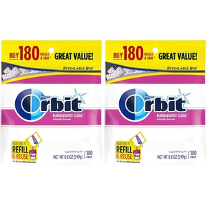 image:imageORBIT Bubblemint Chewing Gum Sugar Free Value Pack 14 Pieces 12 Pack Ideal for Back to School and College School Supplies180 Count Pack of 2