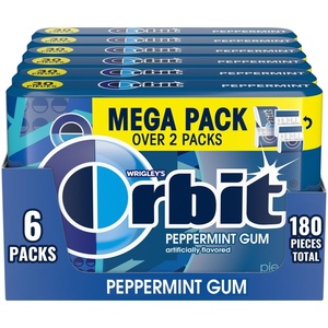 image:imageORBIT Gum Peppermint Sugar Free Chewing Gum Individually Wrapped Mint Mega Packs 6 Count 30 Piece Bulk Box30 Count Pack of 48