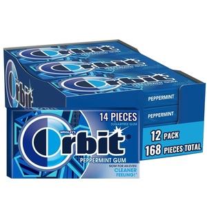 image:imageORBIT Peppermint Sugar Free Gum Individually Wrapped Bulk Packs of Gum 12 Packs of 14Pieces 168 Total Pieces14 Count Pack of 12