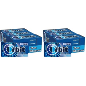 image:imageORBIT Peppermint Sugar Free Gum Individually Wrapped Bulk Packs of Gum 12 Packs of 14Pieces 168 Total Pieces14 Count Pack of 24