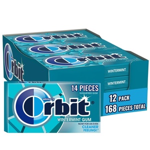 image:imageORBIT Wintermint Sugar Free Individually Wrapped Chewing Gum Mint Bulk Box  12 Packs of 14Pieces 168 Total Pieces1 Count Pack of 168