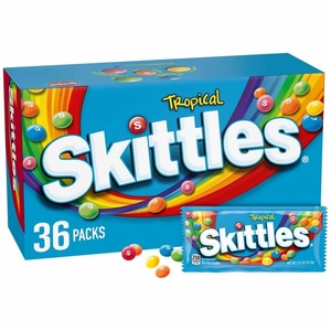 image:imageSKITTLES Candy Tropical Bulk Candy 217Ounce 36 Packs of Individually Wrapped Candy Bulk Box217 Ounce Pack of 360