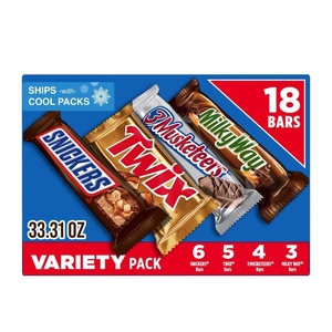 image:imageSNICKERS TWIX MILKY WAY amp 3 MUSKETEERS Individually Wrapped Variety Pack Full Size Milk Chocolate Candy Bars Bulk Assortment 3331 oz 18 Bars18 Count Pack of 1