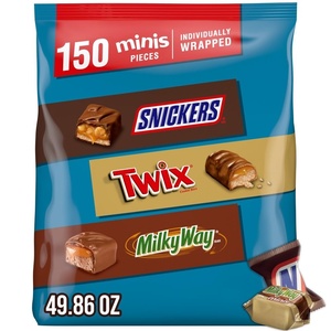 image:imageSNICKERS TWIX amp MILKY WAY Minis Chocolate Candy Bars Variety Pack 150 Ct Bulk Bag293 Pound Pack of 8