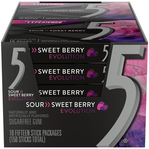 image:image5 GUM Evolution Sour to Sweet Berry Flavor Changing Sugar Free Chewing Gum 15Stick Pack 10 Count