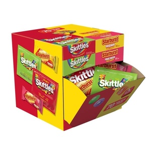 image:imageSKITTLES Original SKITTLES Sour STARBURST Original and STARBURST FaveRed Fun Size Candy Individually Wrapped Fruit Chewy Candies Variety Pack Pantry Cube Easy Open and Close Dispenser for Convenient Snacking 311 Oz 70 Ct Bulk Box