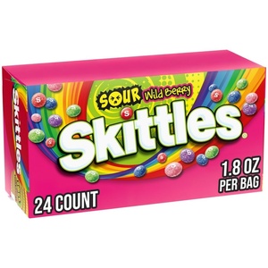 image:imageSKITTLES SOURS Wild Berry Sour Candy Bag 18Oz Candy Bulk  24 Count